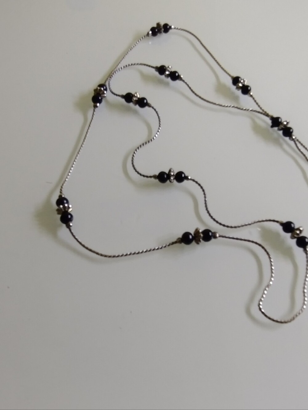Elegant Black Bead Long Necklace